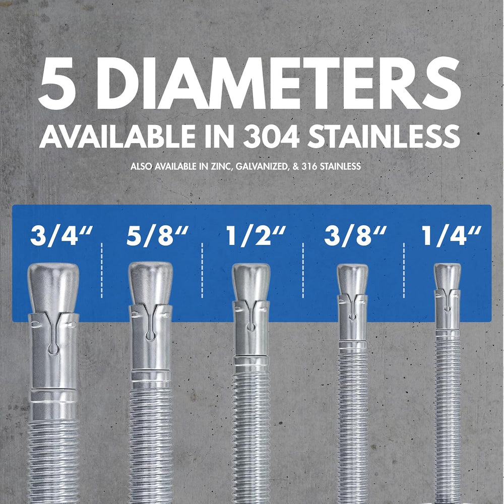 1/4" X 2-1/4" 304 Stainless Steel Wedge Anchors for Concrete (Box o...