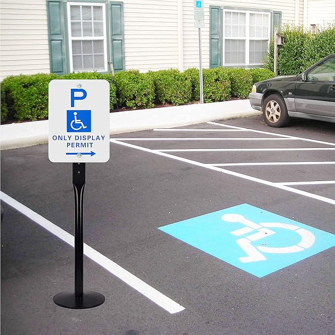 Parking Sign Post 48" Heavy Duty Cast Iron Parking Signs Stand, Movable ...
