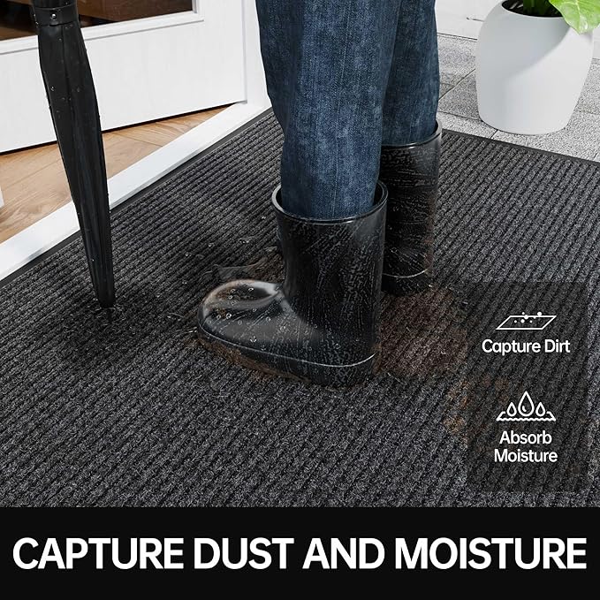 Front Door Mat, Commercial Floor Entrance, Low Profile, Durable Rubber Backing