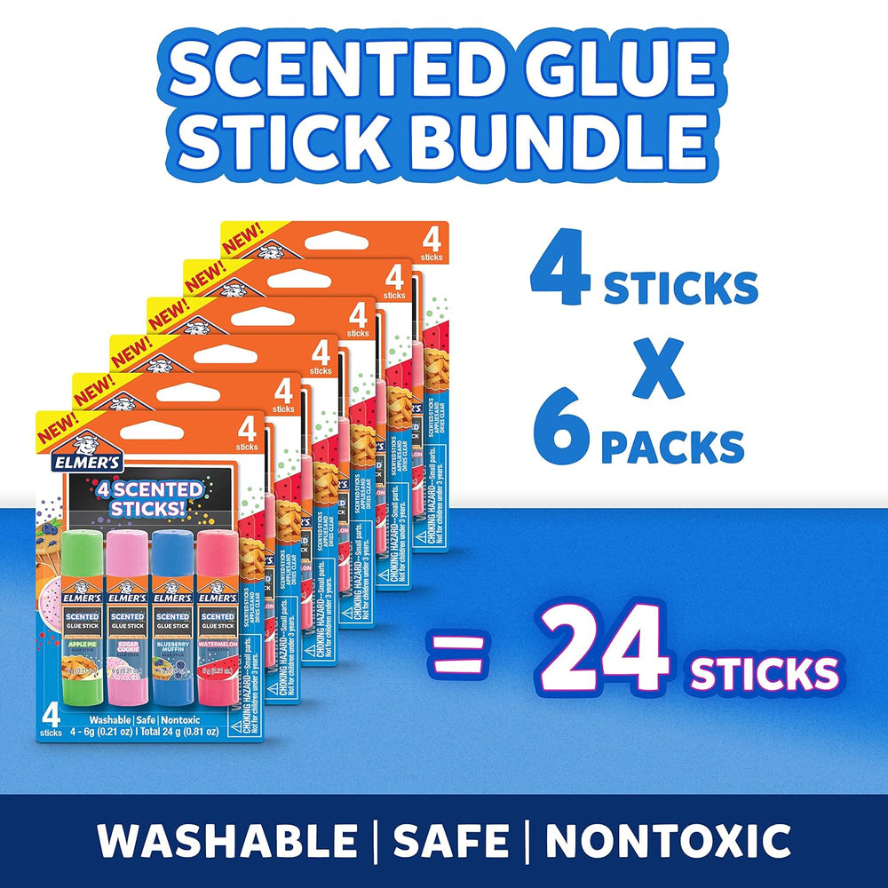 Elmer’s Scented Glue Sticks Washable Clear Assorted Scents 6 Grams 6 Packs of...