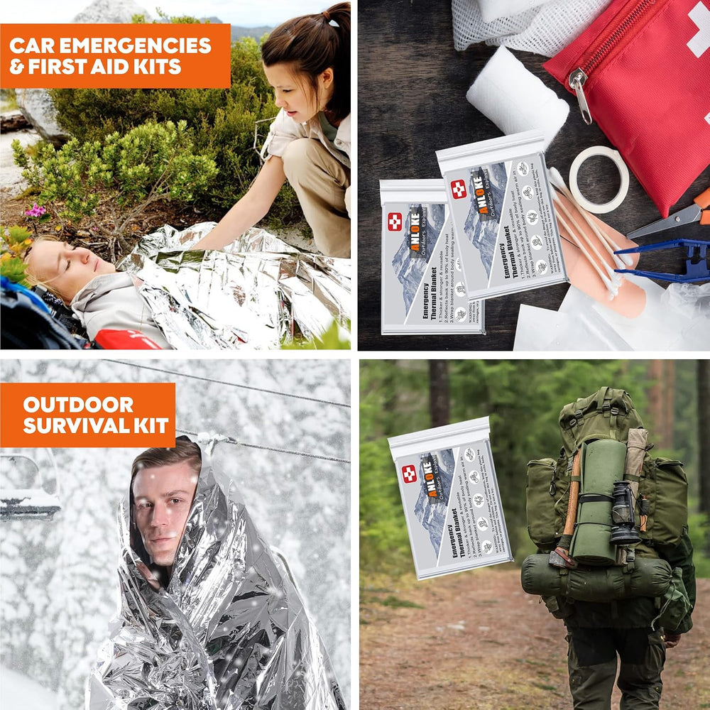 ANLOKE Emergency Blankets (10 Pack) - Plus Size Space Essential for Hiking Ge...