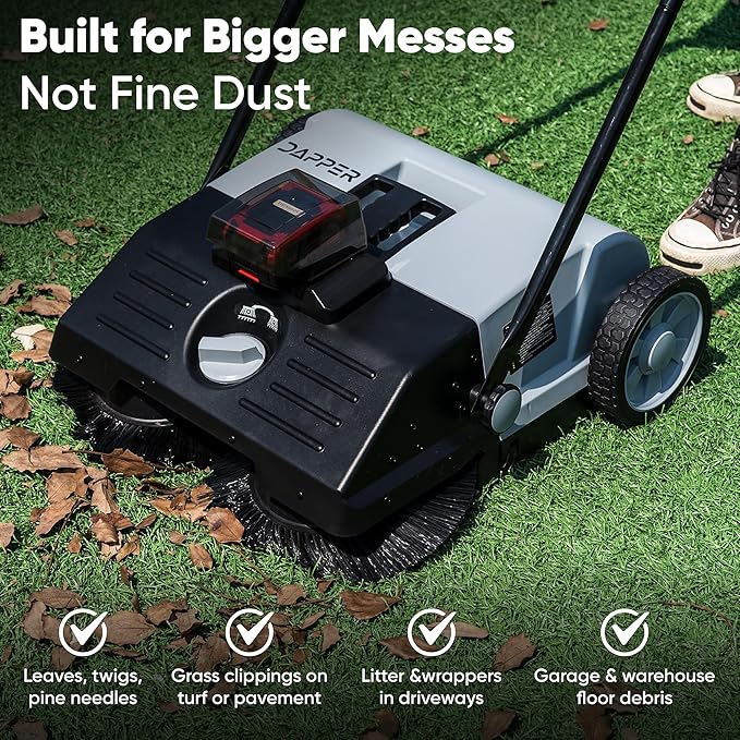 Battery Powered Artificial Grass & Hard Surface Sweeper, 6.5-Gal Bin,