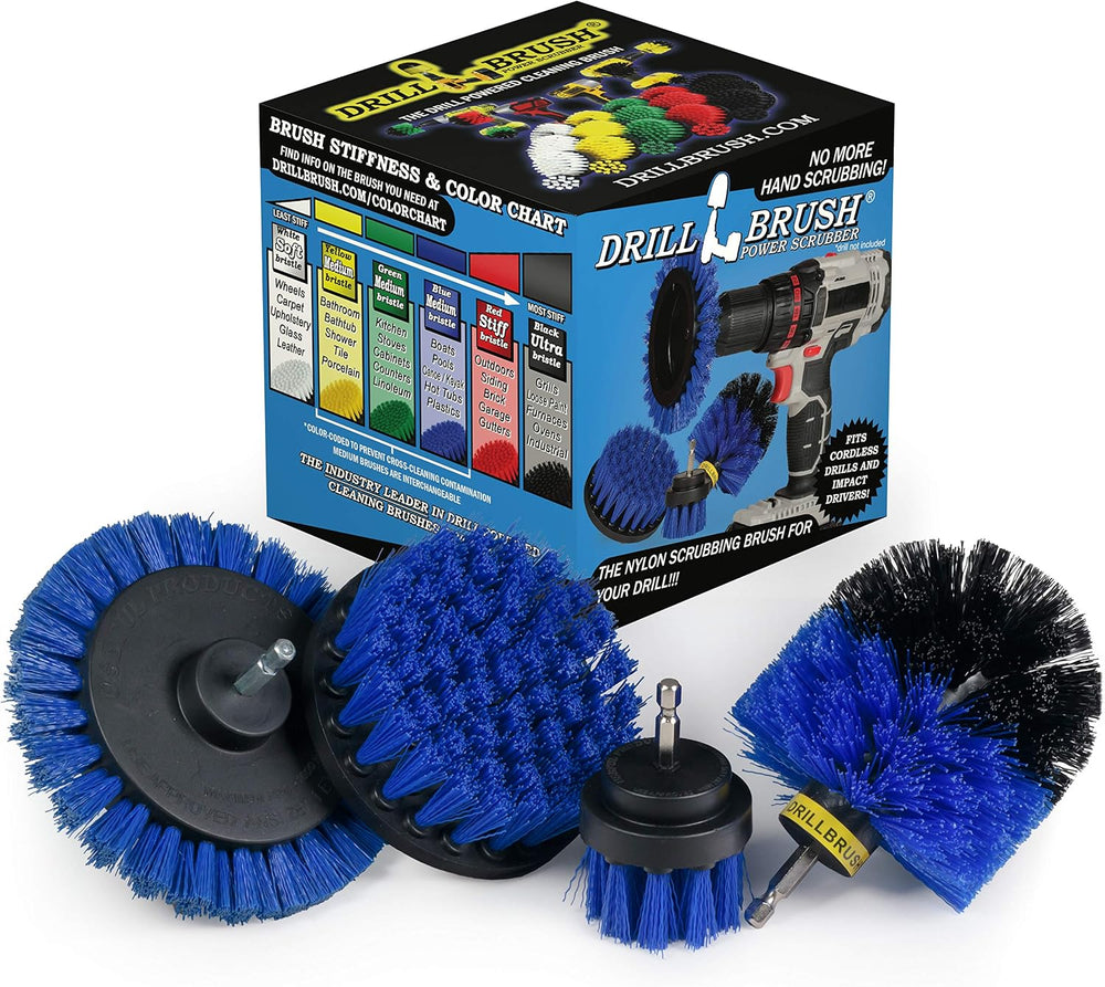 Drillbrush Blue - Boat Cleaning Drill Brush Attachment Set - Aluminum