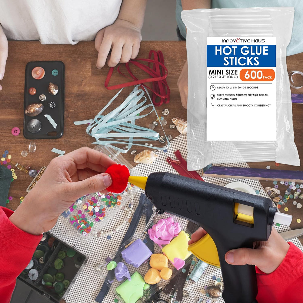 Innovative Haus Mini Hot Glue Sticks for Mini Glue Guns, Clear, 600 Pack