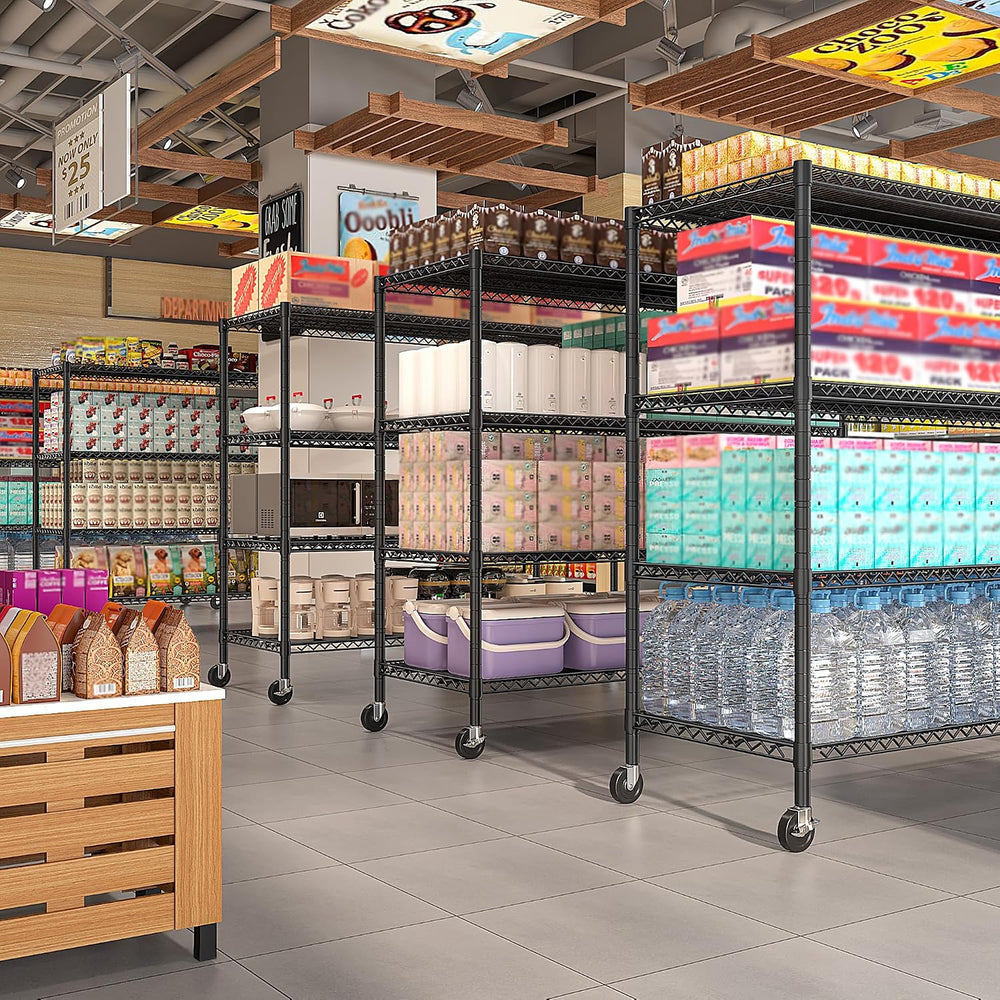 REIBII Storage Shelves, Garage Shelving 60"W Wire Shelving with Wheels