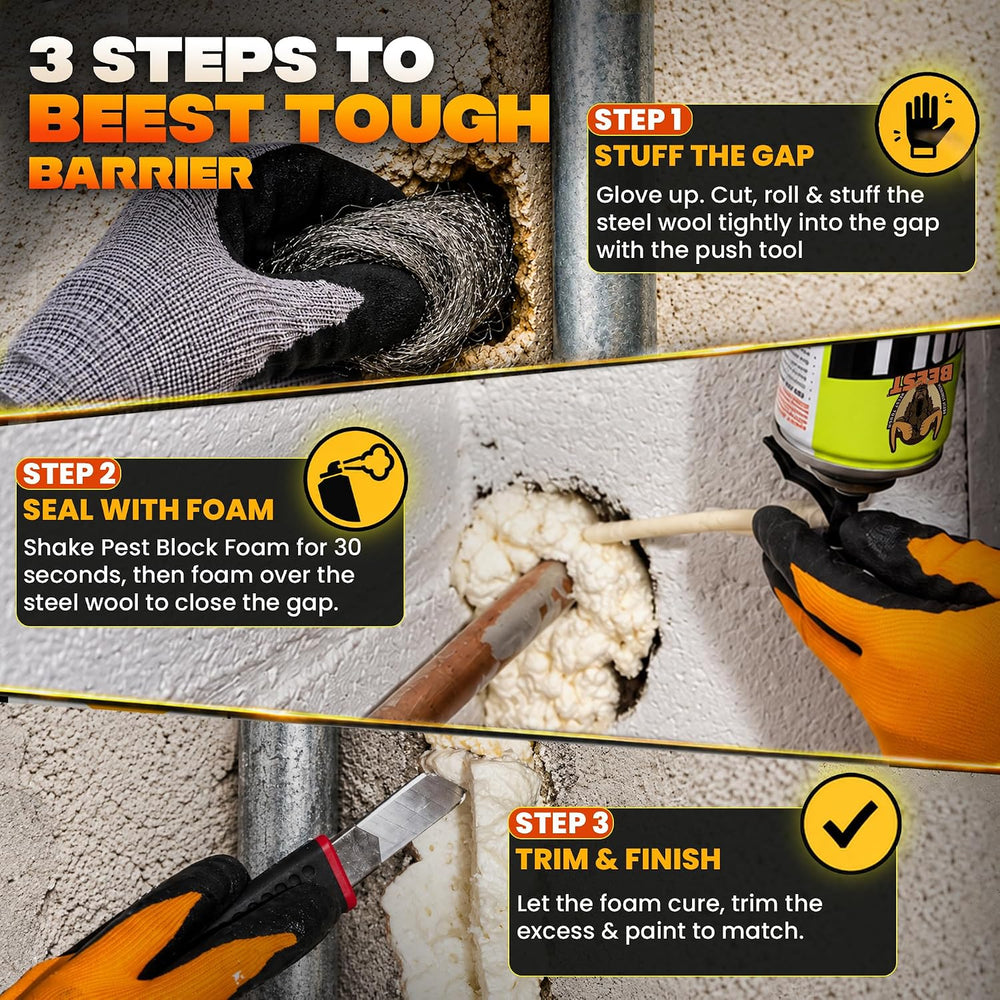 BEEST FullStop Spray Foam Sealant for Rodent Entry Gaps, 12 oz - 2 Pack