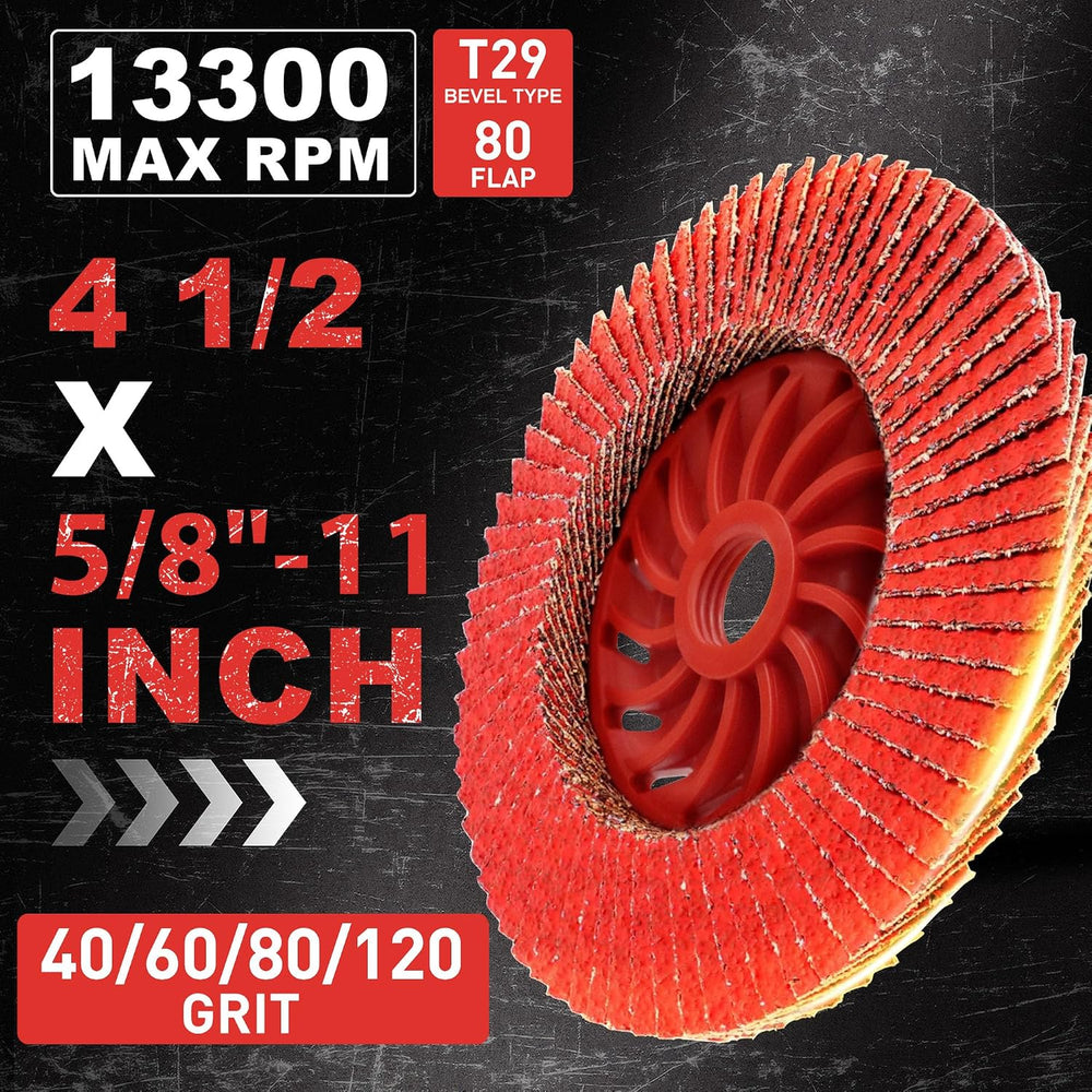 Ceramic Flap Discs 4 1/2 for Angle Grinder, 40/60/80/120 Grit, 20 Pack
