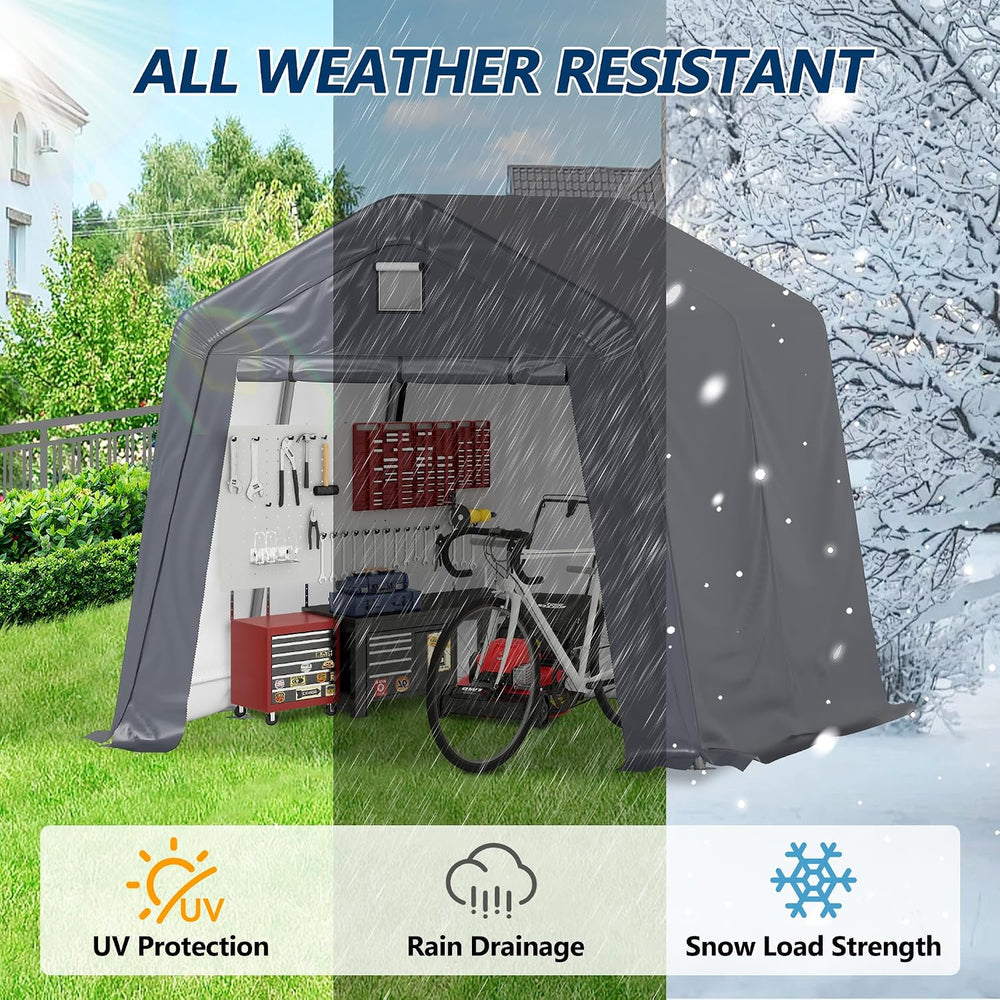 COVERONICS 10' x 10' Outdoor Portable Storage Shelter Shed, Grey