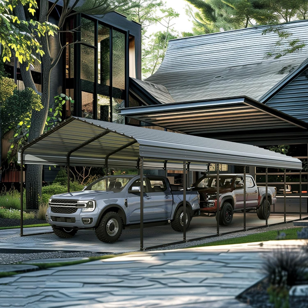 MFSTUDIO Metal Carport 12x30ft, Heavy Duty Carports Car Canopy Shelter
