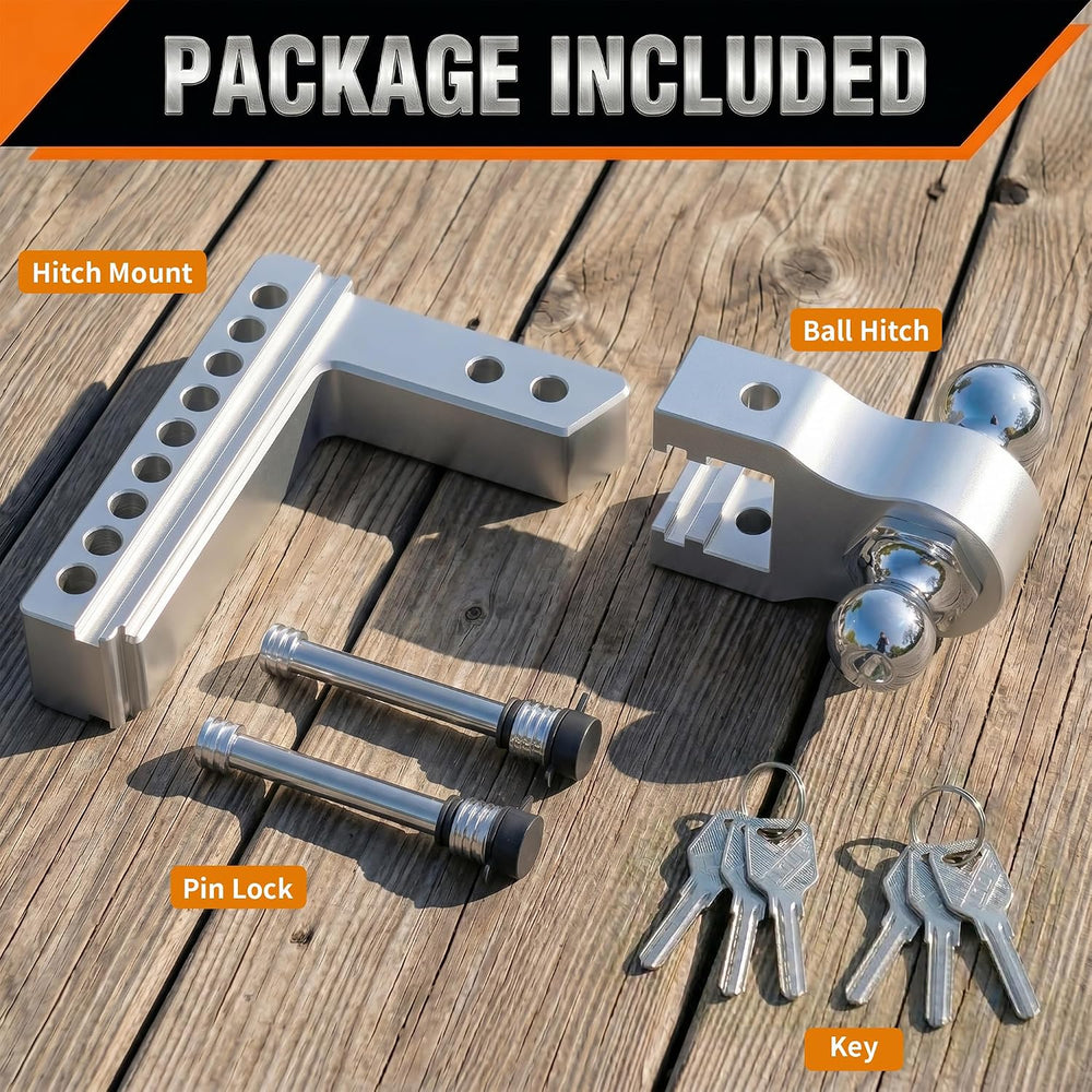 Adjustable Trailer Hitch for 2 Inch Receiver, 8 Inch Drop/Rise