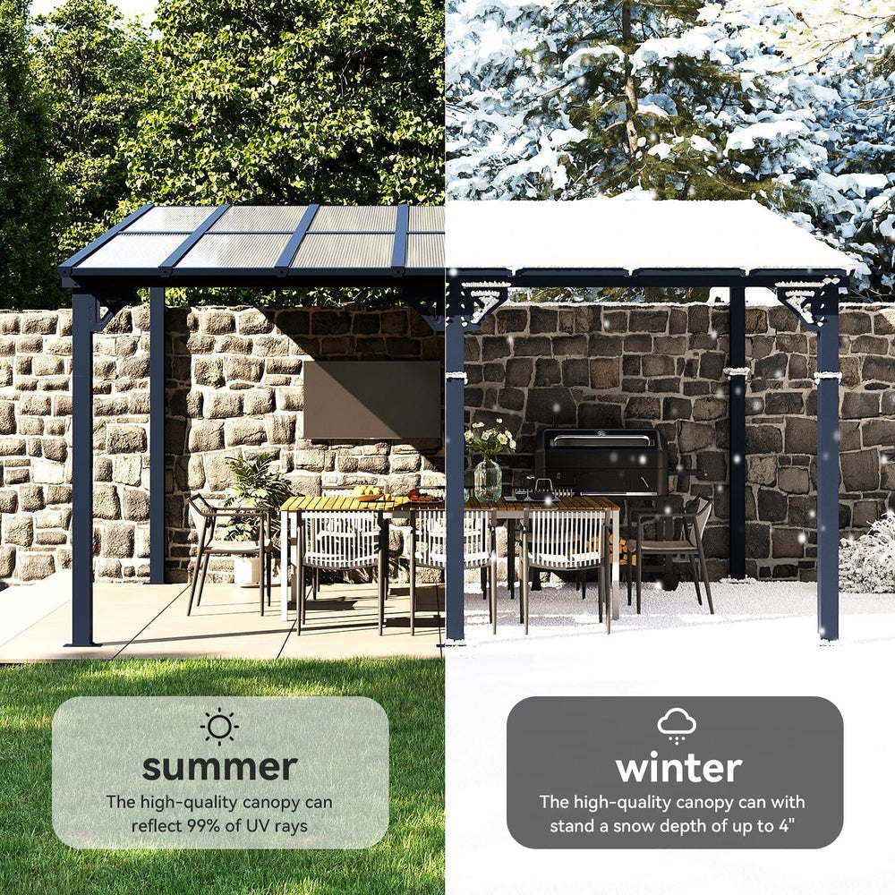 Aoxun 14’x10’ Gazebo with Aluminum Frame & Polycarbonate Panel, Black