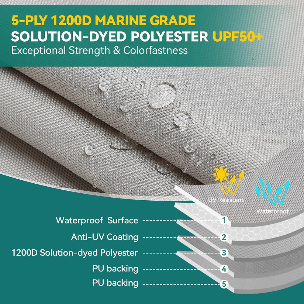 Heavy Duty 5 Layers 1200D Jon Boat Cover 12ft - 14 ft with Motor Cover