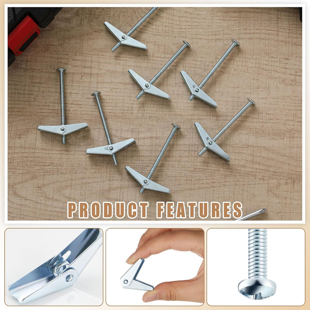 Yaocom 100 Pcs 1/8" X 3" Toggle Bolts and Wing Nut Wall Anchor for ...