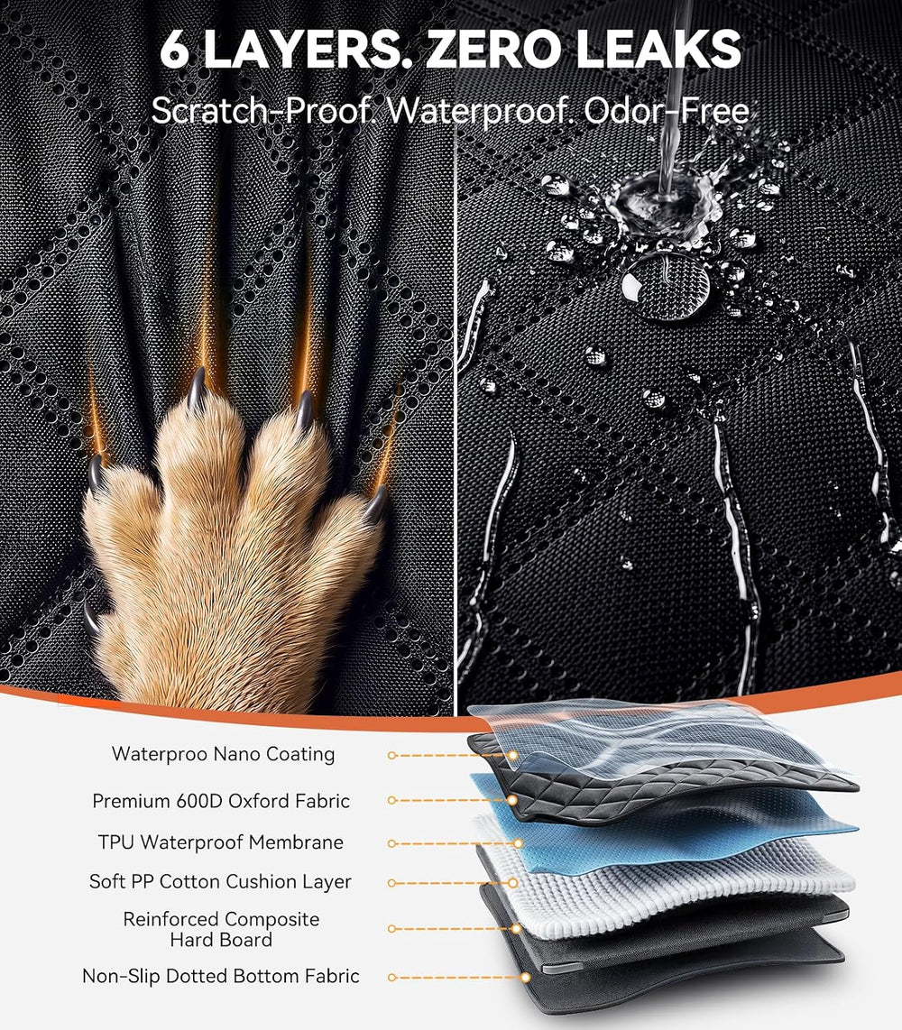 Hard Bottom Dog Car Seat Cover for Back Seat with 3-Sidewall Support Rods