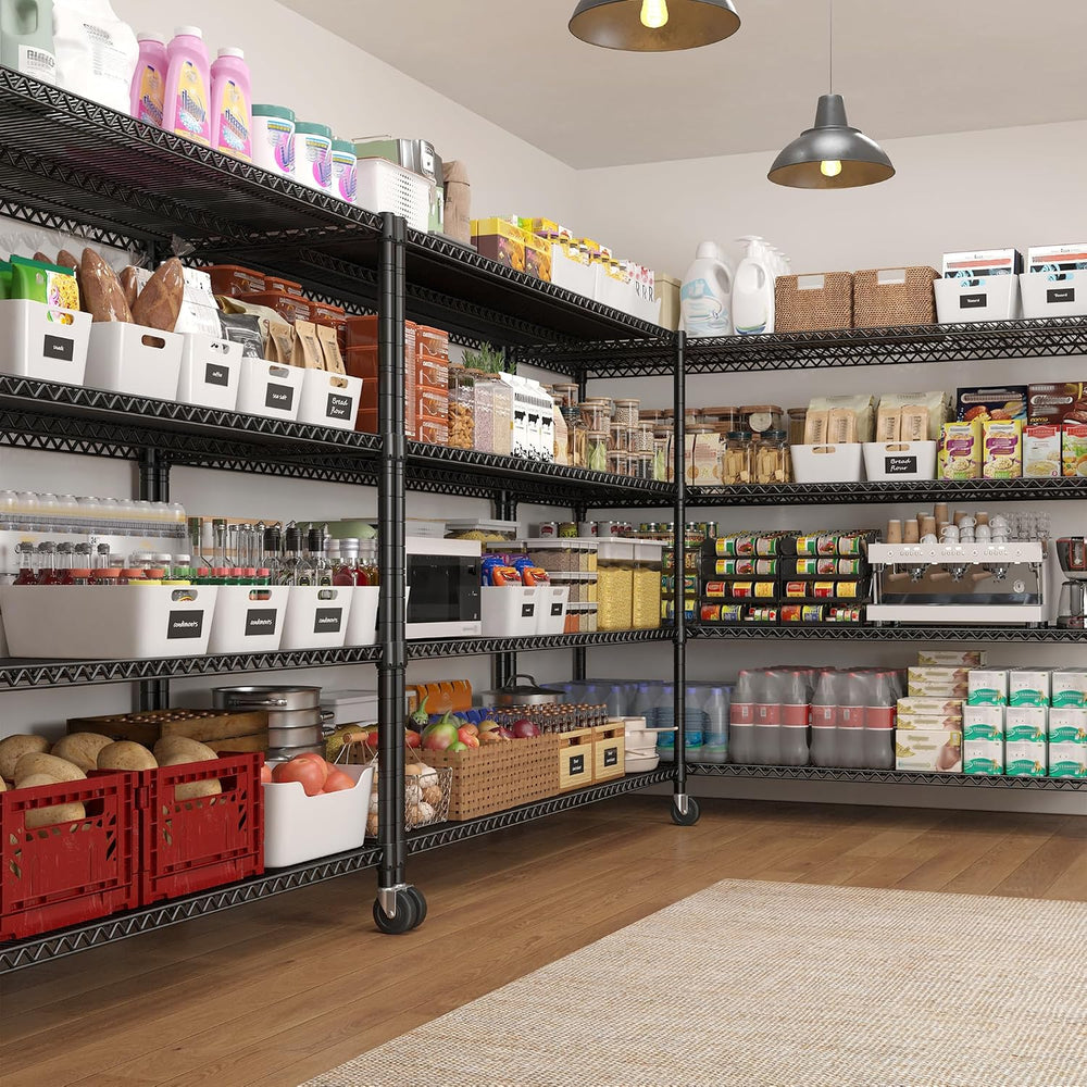 REIBII Storage Shelves, Garage Shelving 60"W Wire Shelving with Wheels