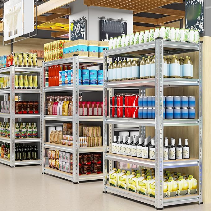 REIBII Garage Shelving, 5 Tier Storage Shelves Load 2020LBS, Adjustable Garag...