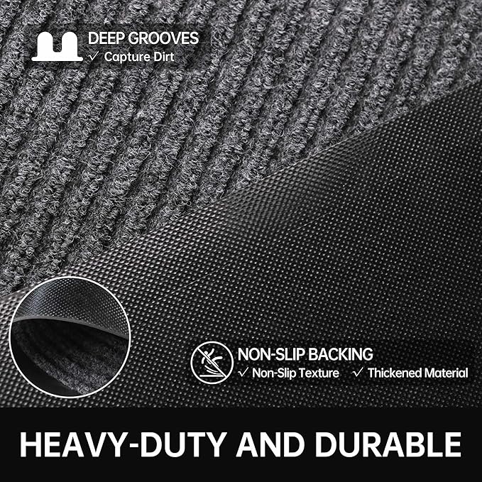 Front Door Mat, Commercial Floor Entrance, Low Profile, Durable Rubber Backing